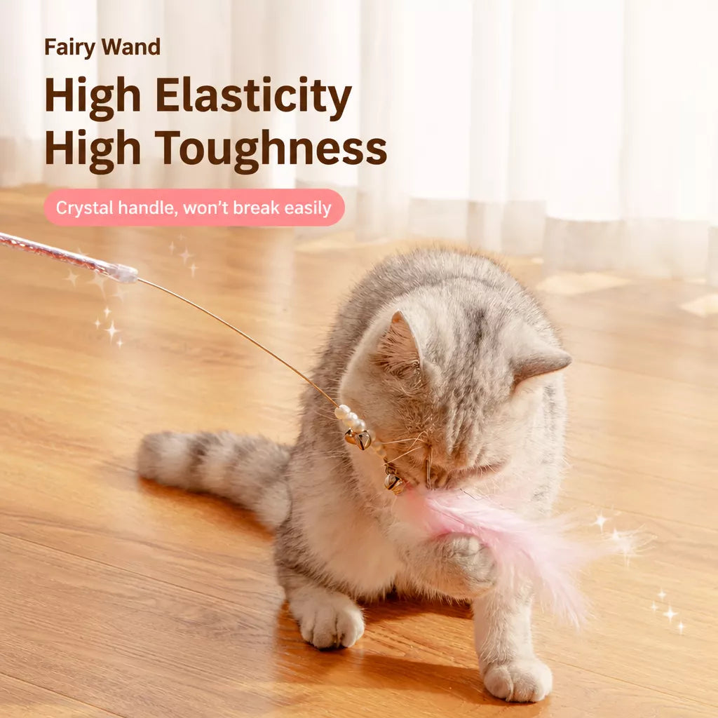 Feather Cat Teaser Wand Toy with Bell