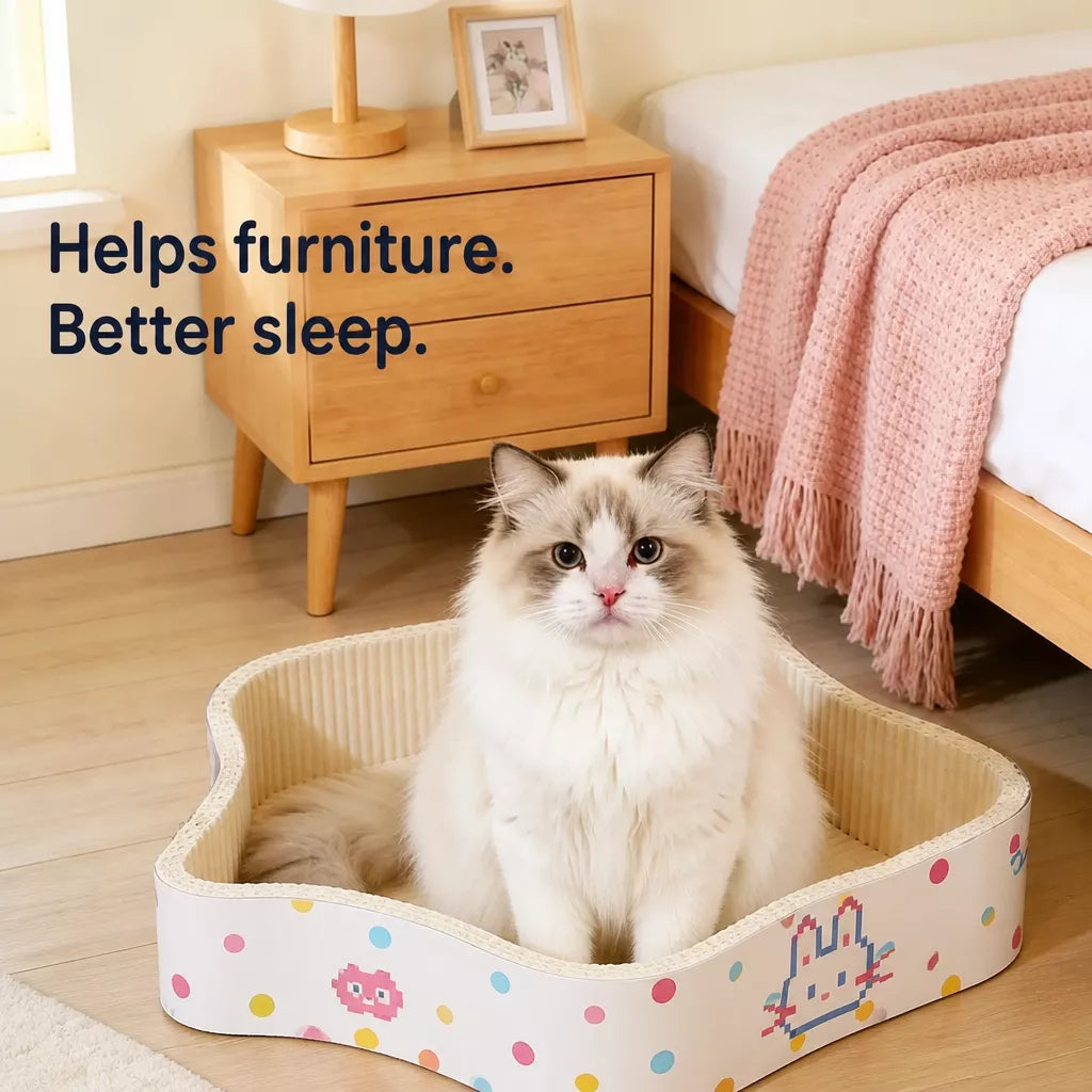 Petal-Shaped Corrugated Cardboard Cat Scratcher Bed