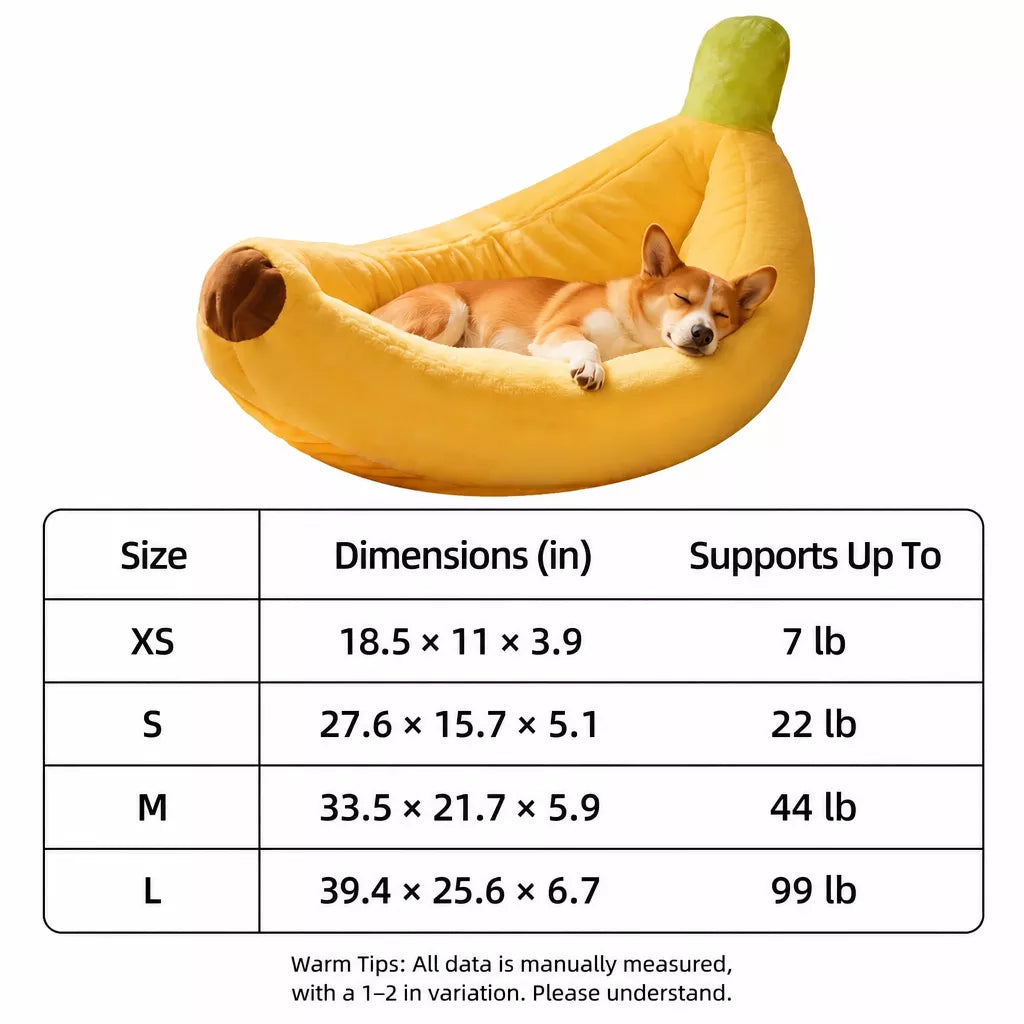 Banana-Shaped Pet Bed for Small to Medium Dogs and Cats