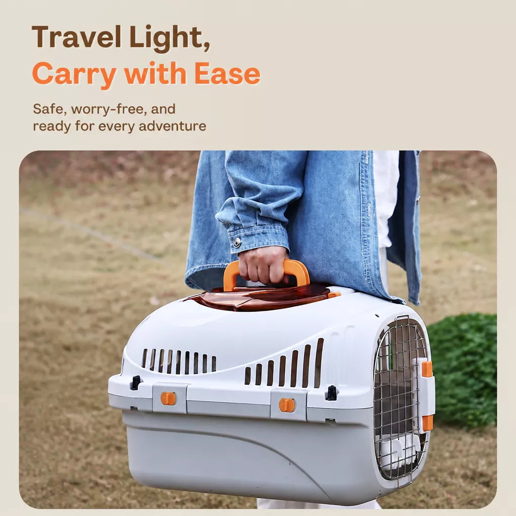 Portable Ventilated Plastic Pet Carrier for Small Dogs and Cats