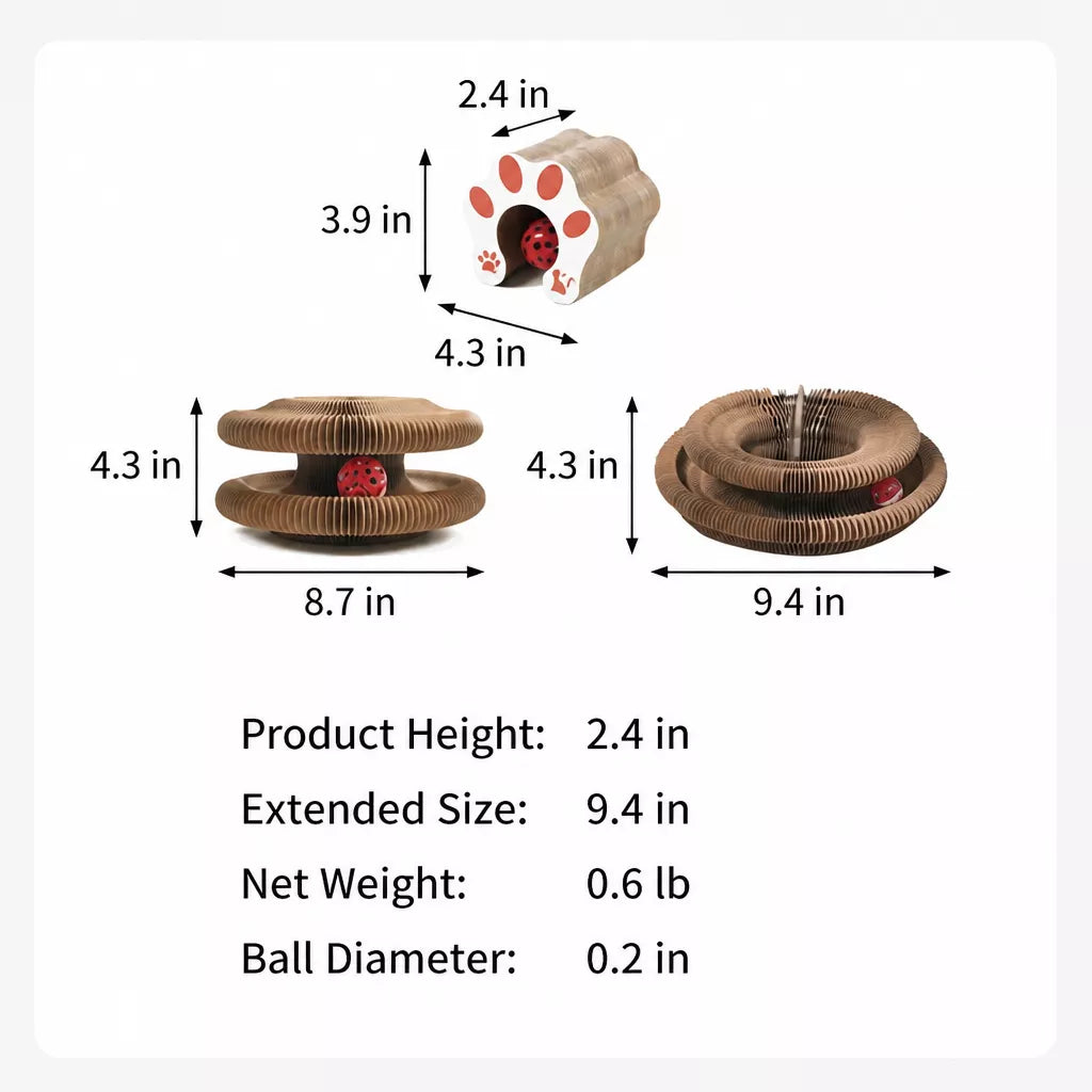 Foldable Accordion Cat Scratcher Toy with Bell
