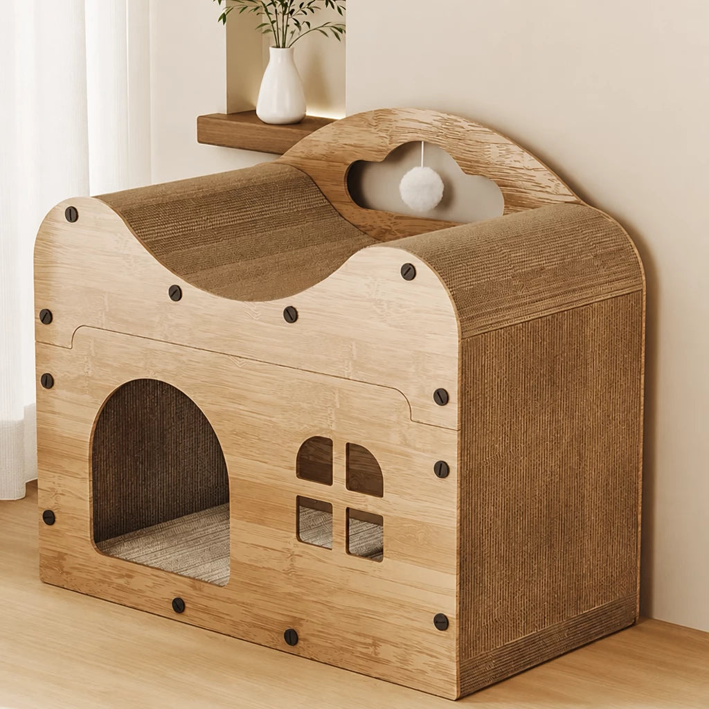 Corrugated Cardboard Cat Scratcher House