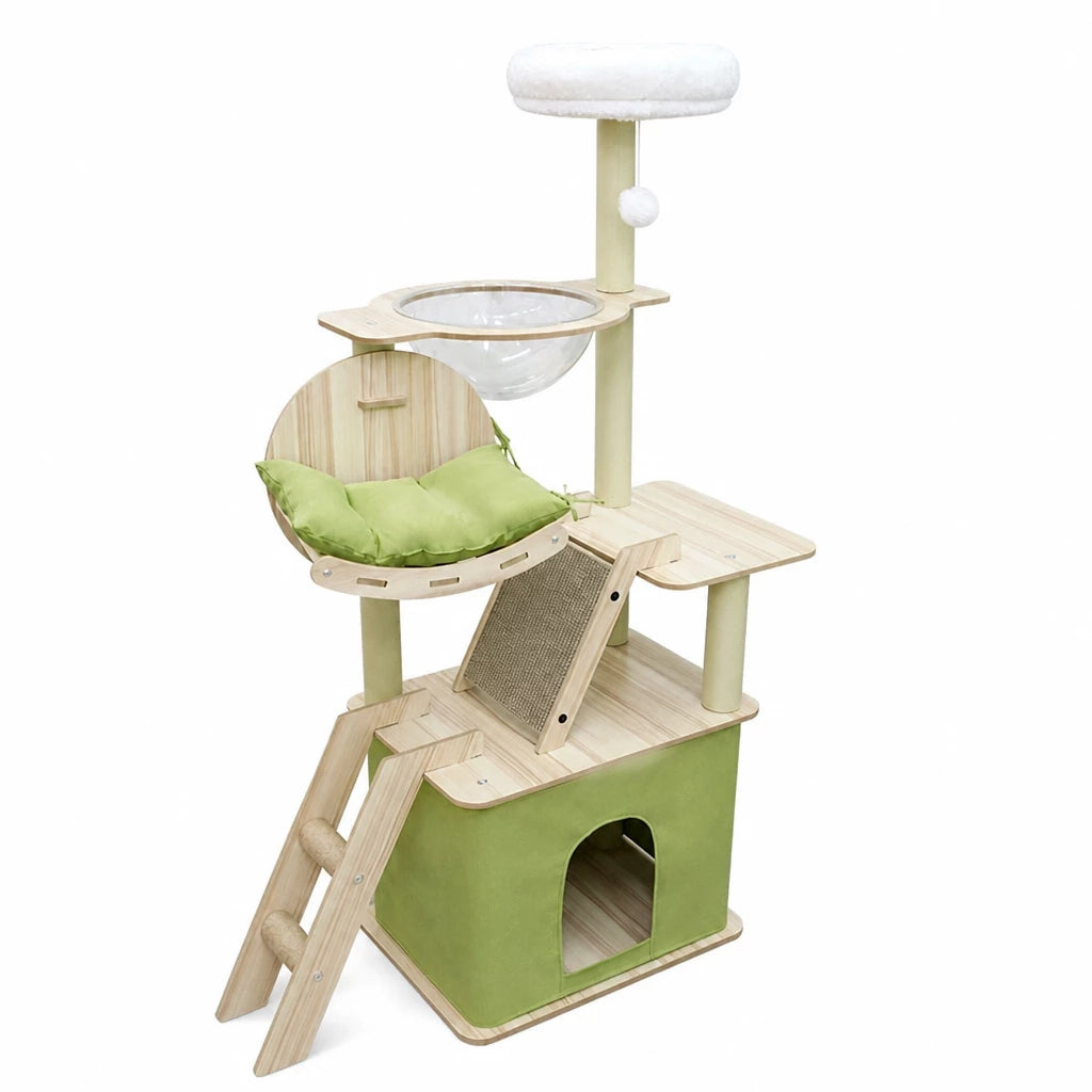 Cat Tree with Enclosed Cat House and Scratching Post