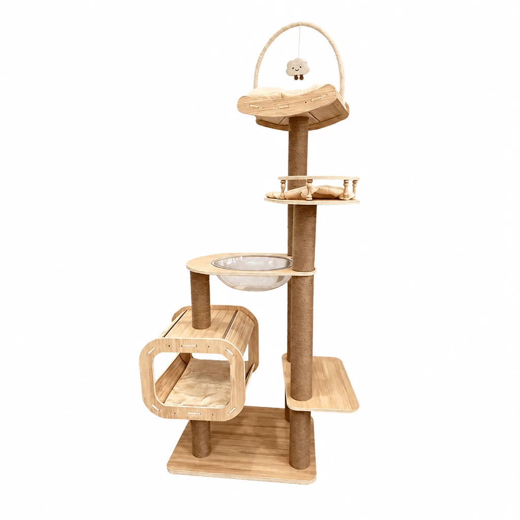 Cat Tree with Enclosed Cat House and Scratching Post
