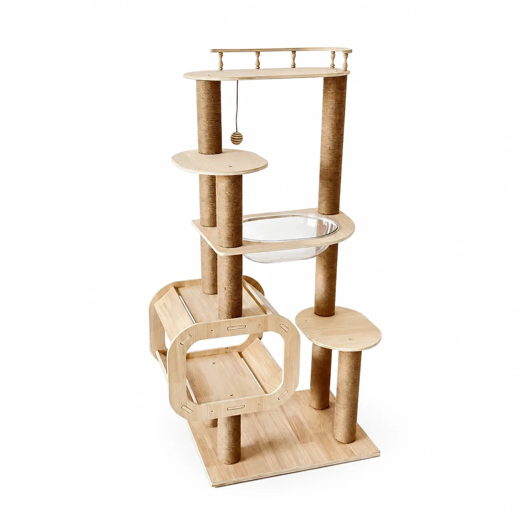 Cat Tree with Enclosed Cat House and Scratching Post