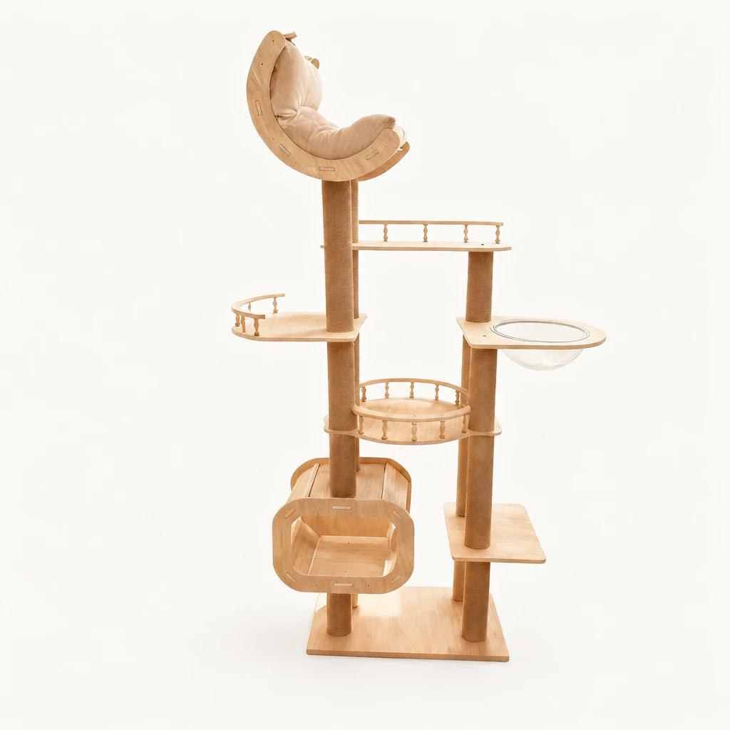 Cat Tree with Enclosed Cat House and Scratching Post