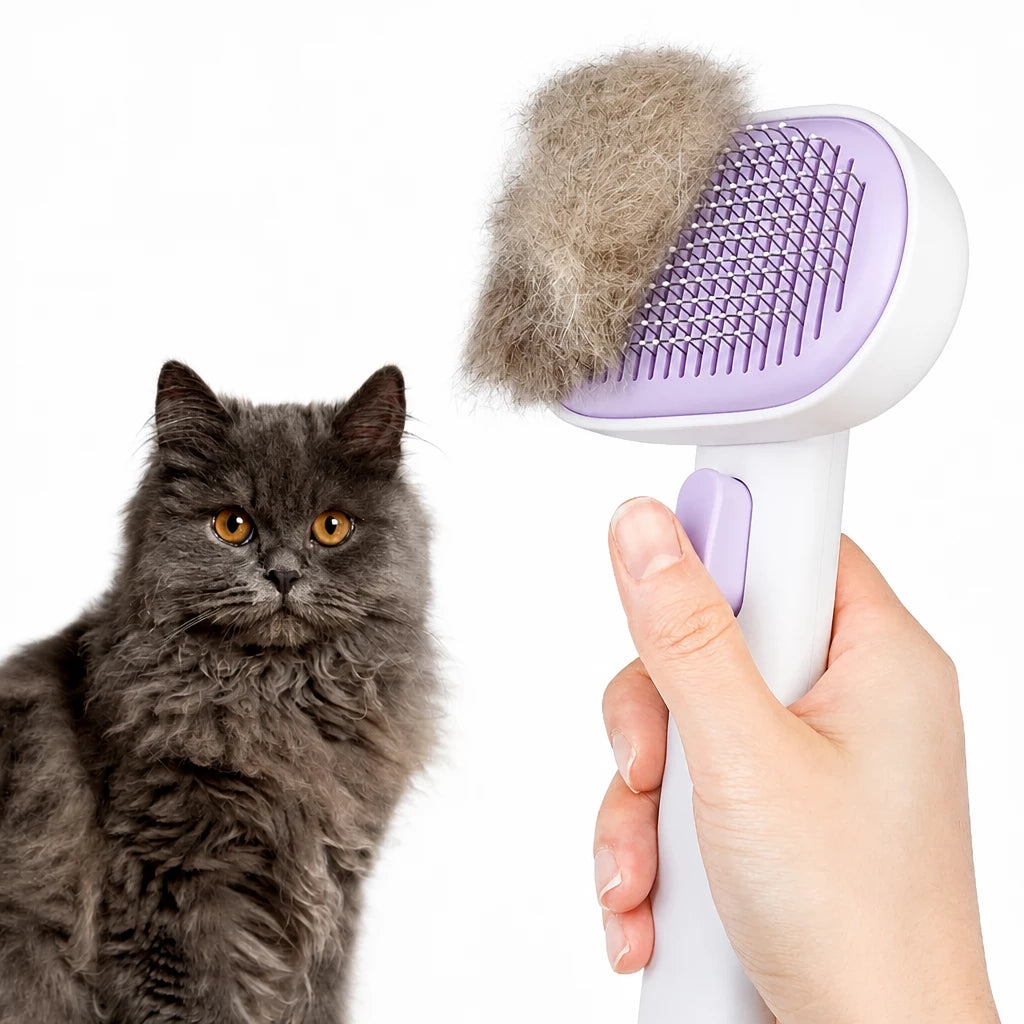 2-in-1 Dog & Cat Grooming Brush with Detangling Comb