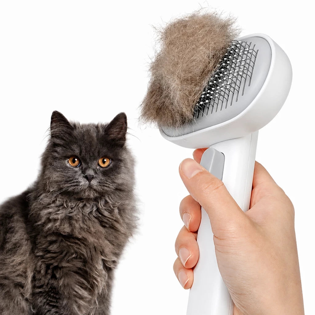 2-in-1 Dog & Cat Grooming Brush with Detangling Comb