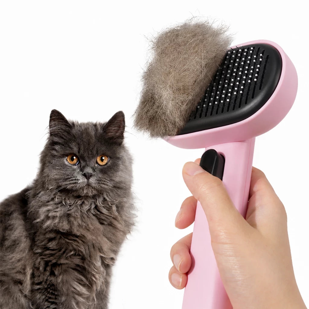 2-in-1 Dog & Cat Grooming Brush with Detangling Comb