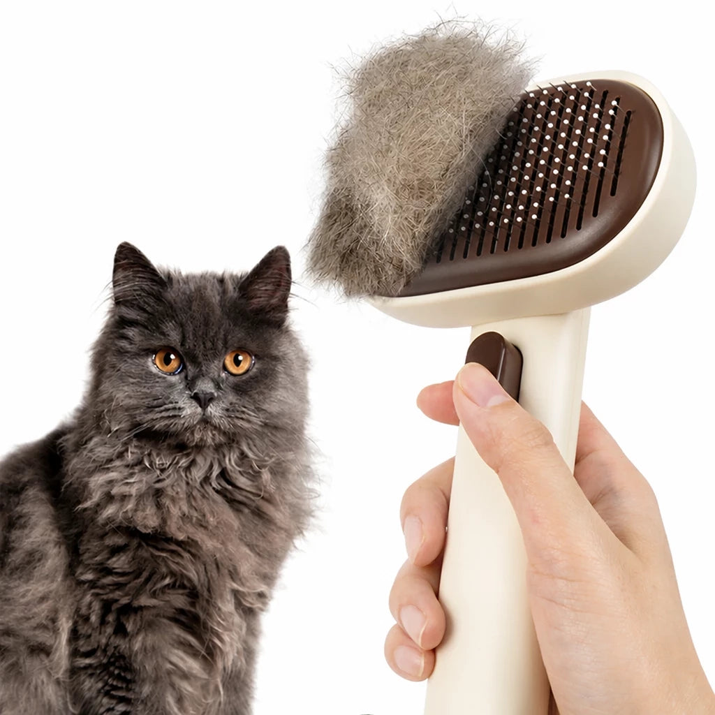2-in-1 Dog & Cat Grooming Brush with Detangling Comb