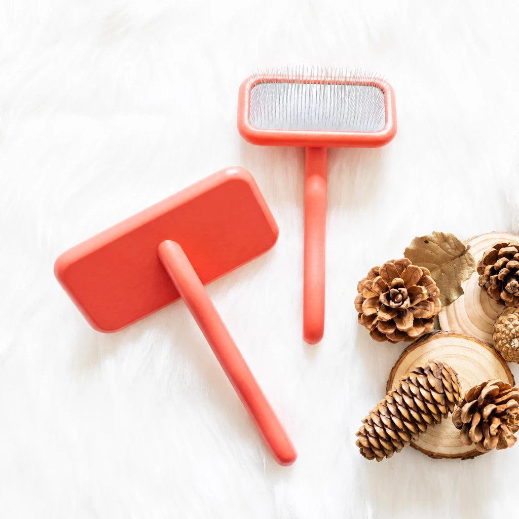 Cushioned Wooden Slicker Brush for Dogs & Cats