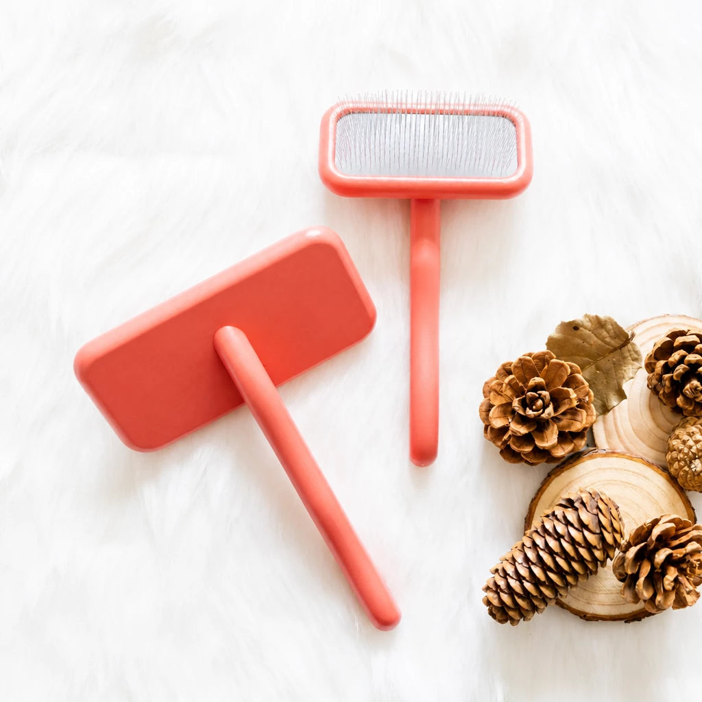 Cushioned Wooden Slicker Brush for Dogs & Cats