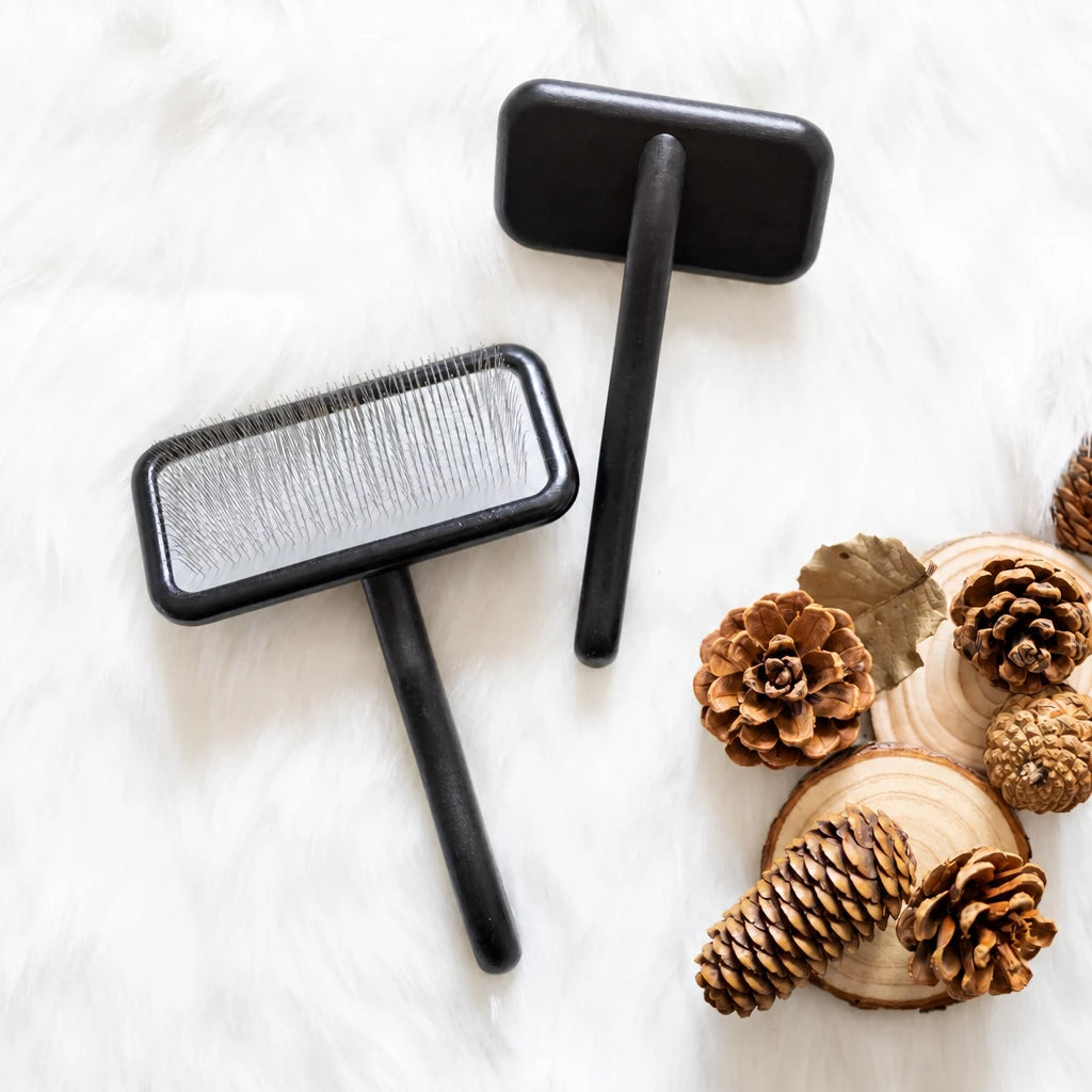Cushioned Wooden Slicker Brush for Dogs & Cats