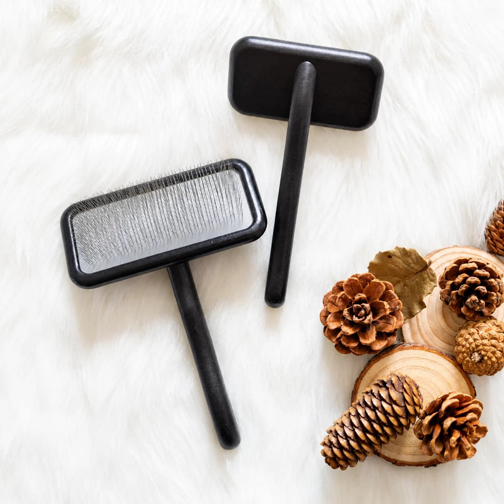 Cushioned Wooden Slicker Brush for Dogs & Cats