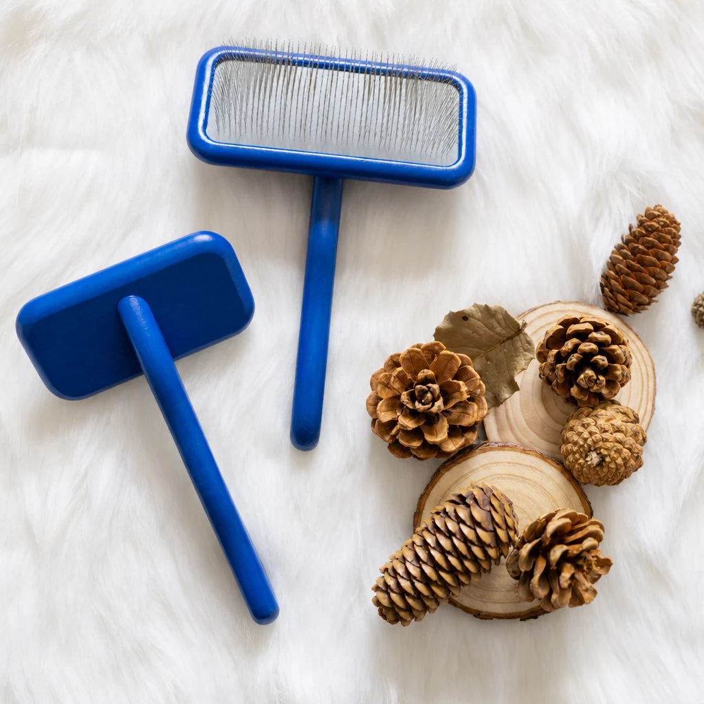 Cushioned Wooden Slicker Brush for Dogs & Cats