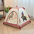 Semi-Enclosed Foldable Pet Tent Bed for Cats and Small Dogs