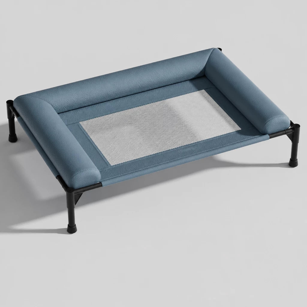 Elevated Faux Leather Dog Bed with Removable, Washable Design
