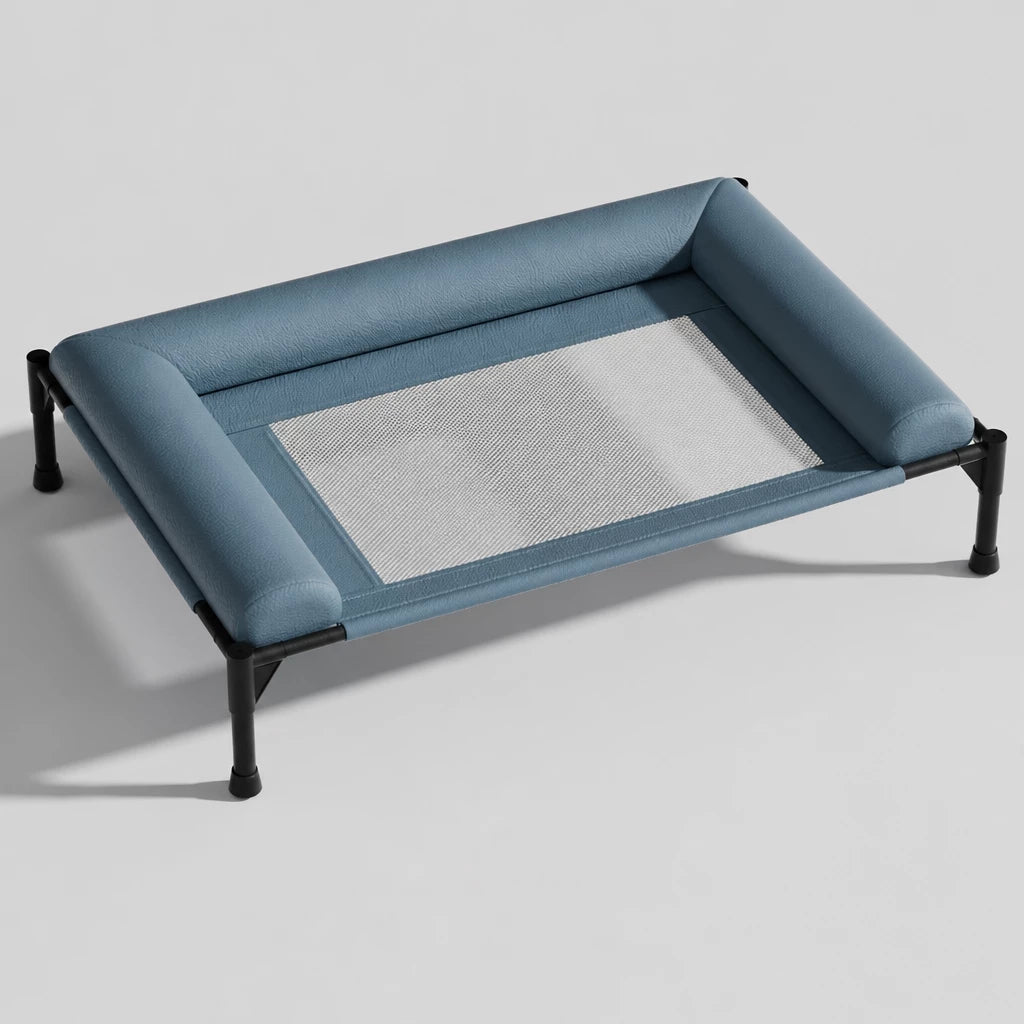 Elevated Faux Leather Dog Bed with Removable, Washable Design