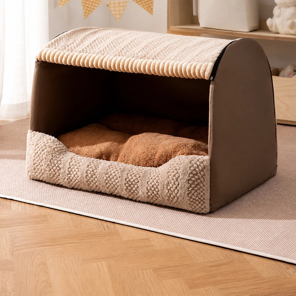 Covered Pet Bed for Dogs and Cats