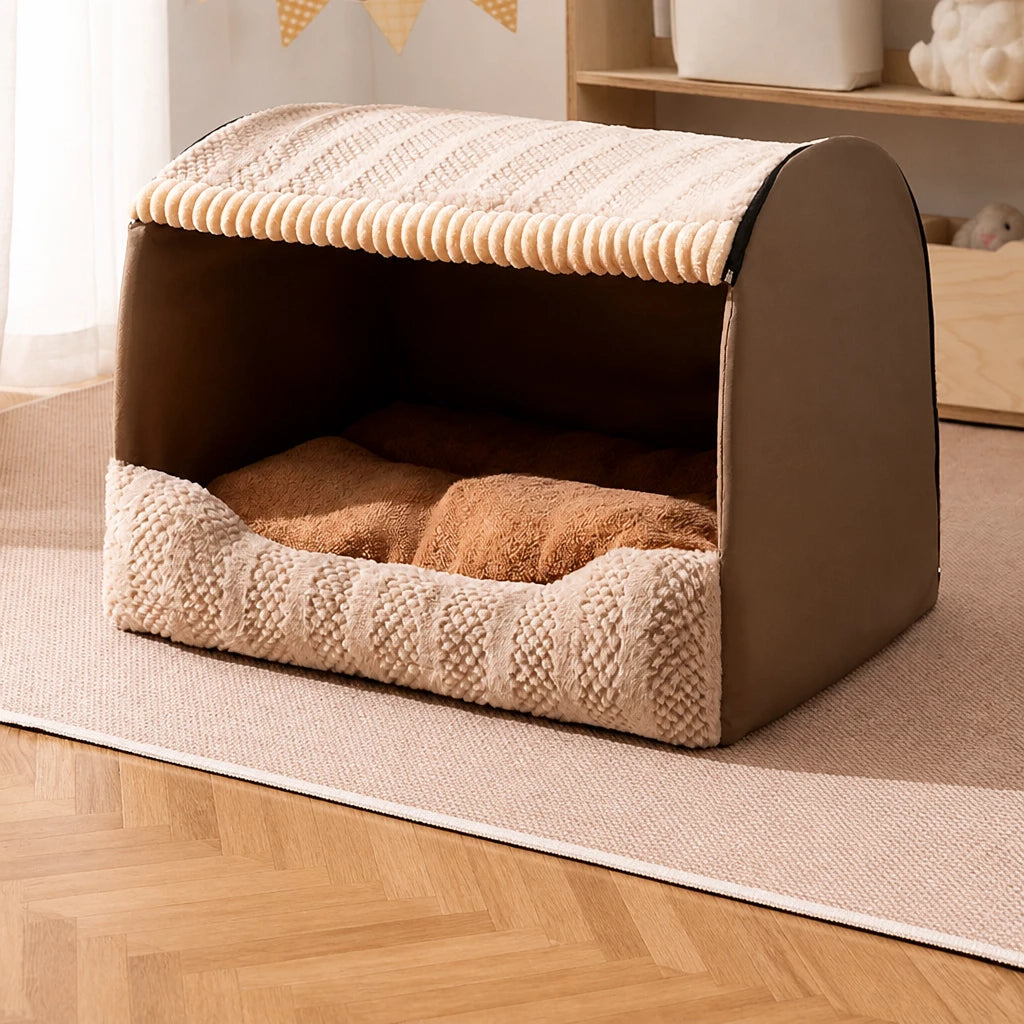 Covered Pet Bed for Dogs and Cats