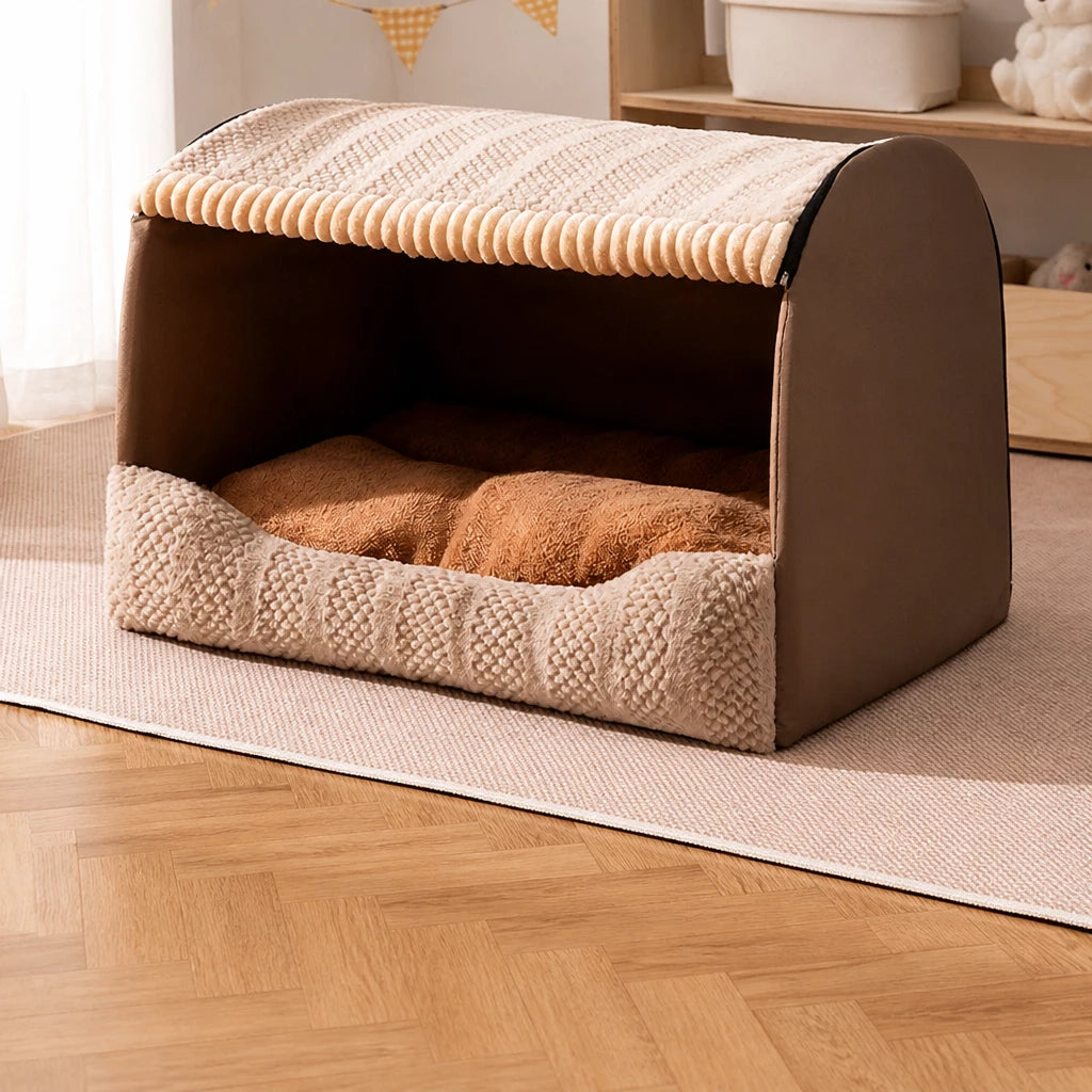 Covered Pet Bed for Dogs and Cats