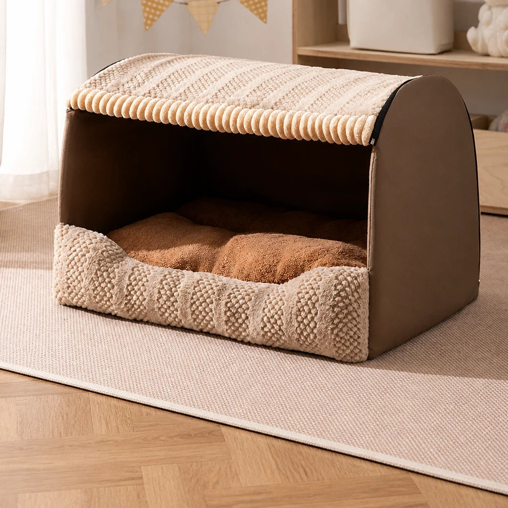 Covered Pet Bed for Dogs and Cats