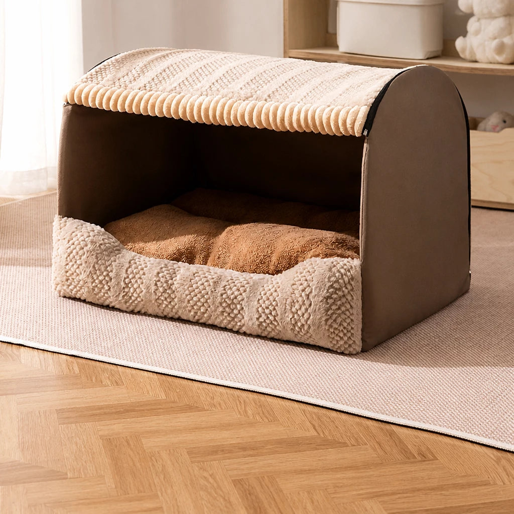 Covered Pet Bed for Dogs and Cats