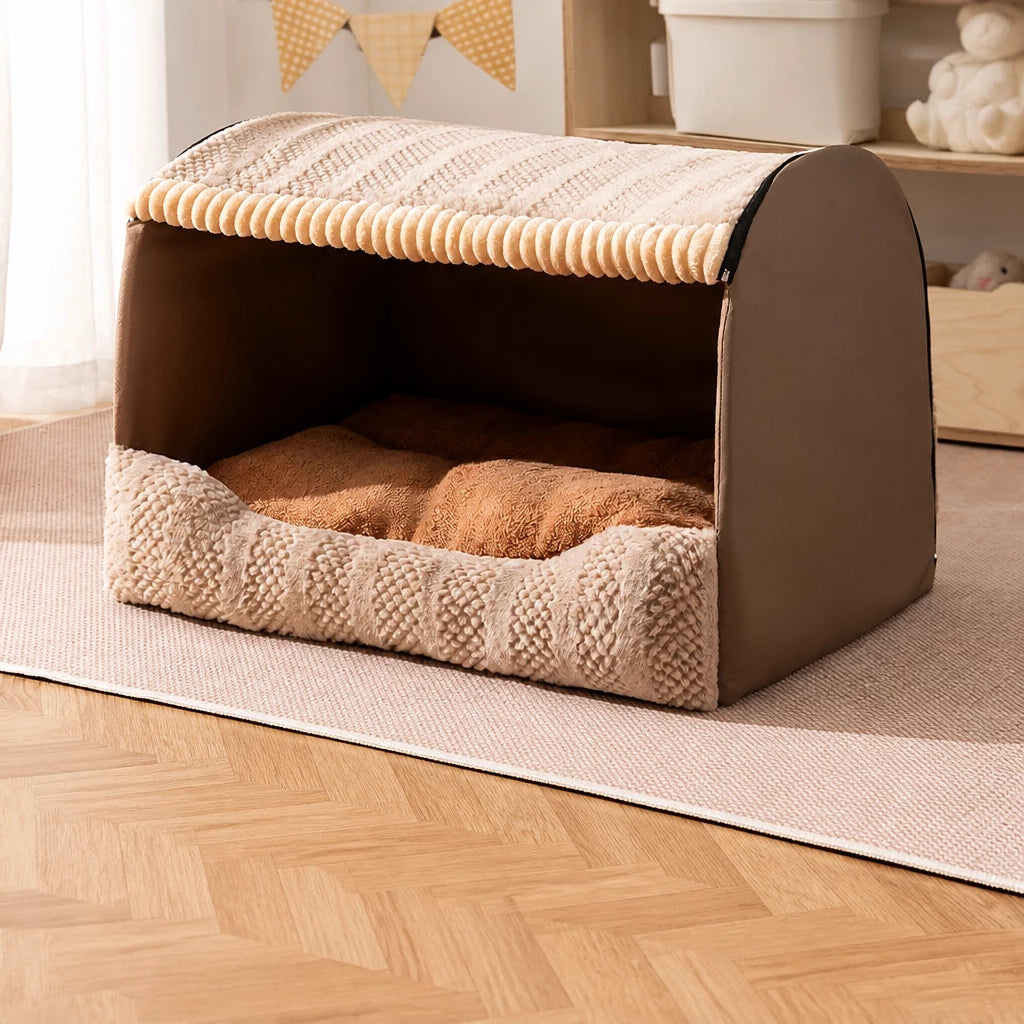 Covered Pet Bed for Dogs and Cats
