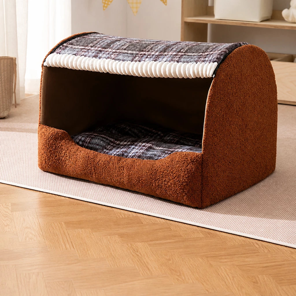 Covered Pet Bed for Dogs and Cats
