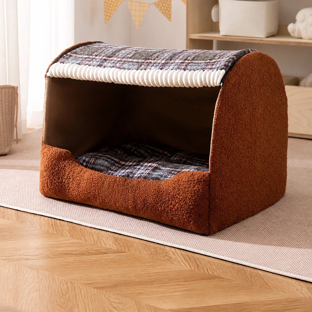 Covered Pet Bed for Dogs and Cats