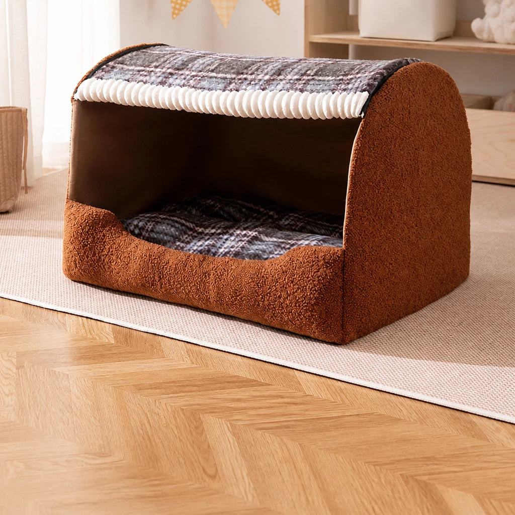 Covered Pet Bed for Dogs and Cats