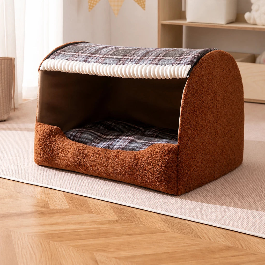 Covered Pet Bed for Dogs and Cats