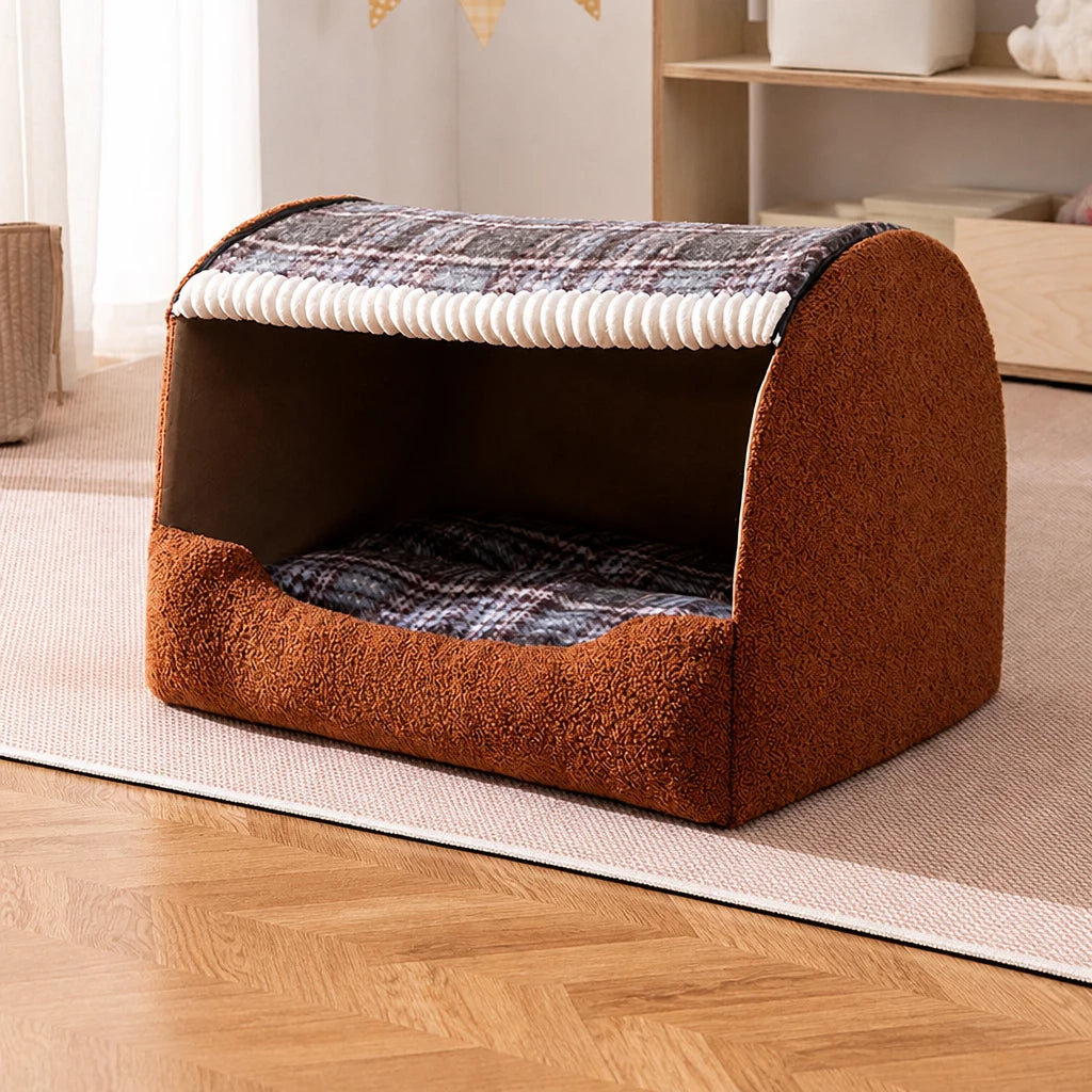 Covered Pet Bed for Dogs and Cats