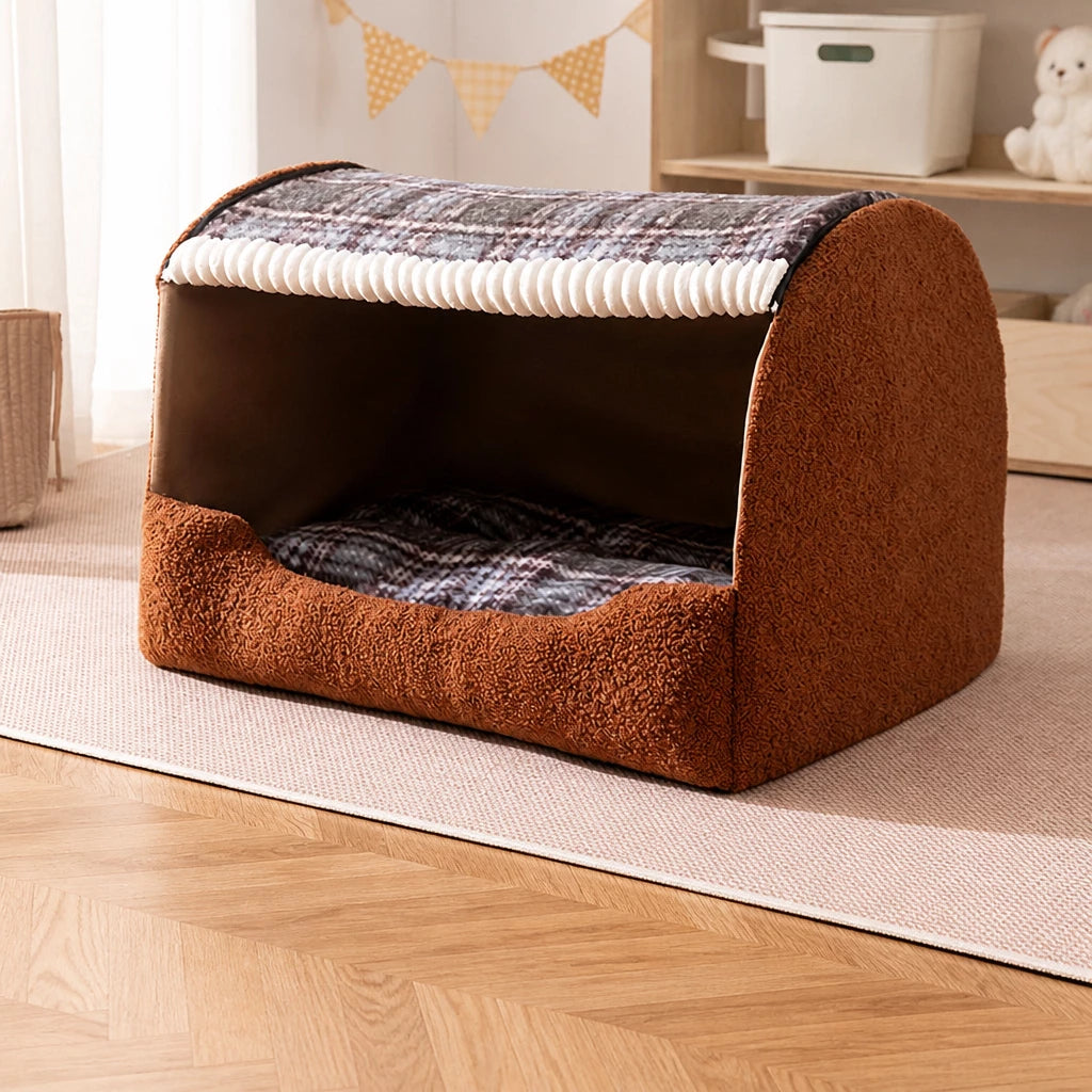 Covered Pet Bed for Dogs and Cats
