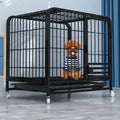 Indoor Dog Crate with Tray and Locking Casters