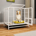 Reinforced Metal Dog Crate with Floor Tray for Medium to Large Dogs
