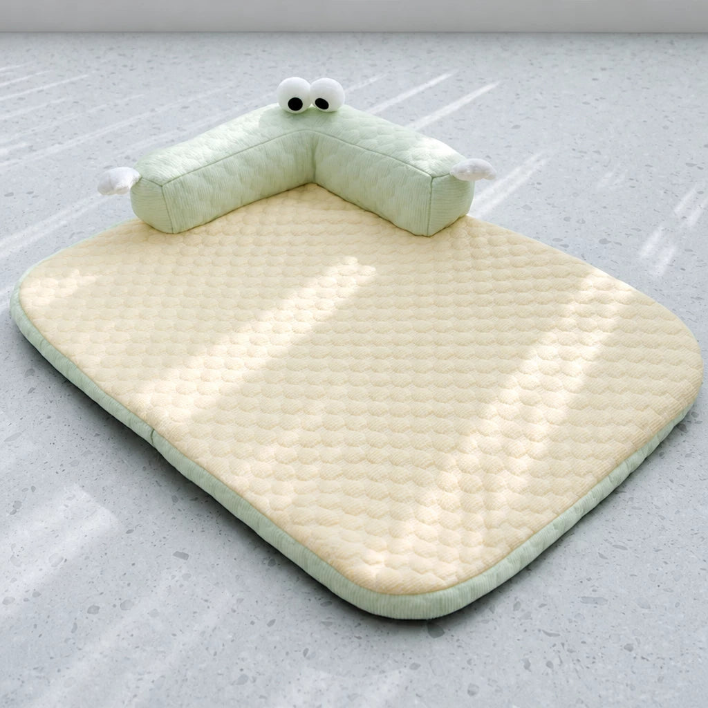 Washable Faux Cotton-Linen Pet Bed Mat for Dogs & Cats