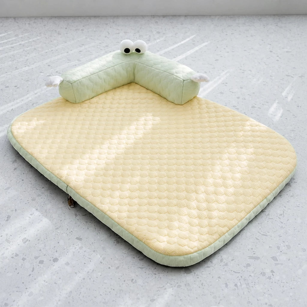 Washable Faux Cotton-Linen Pet Bed Mat for Dogs & Cats