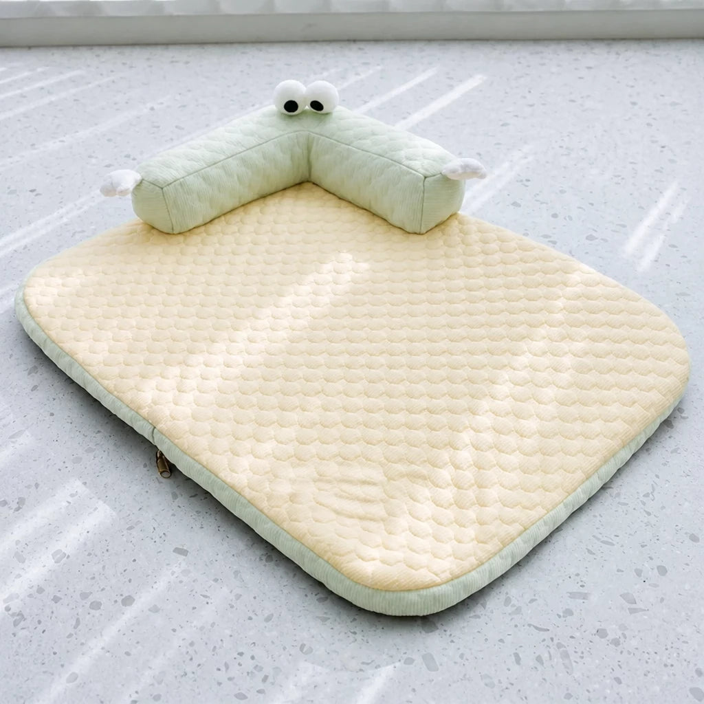 Washable Faux Cotton-Linen Pet Bed Mat for Dogs & Cats