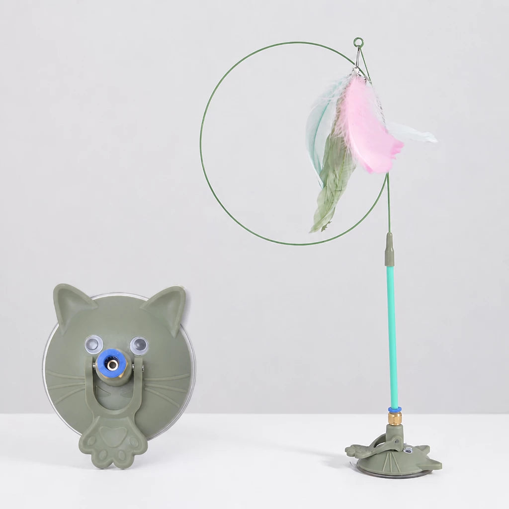 Cat Teaser Toy with Suction Cup Base and Wand