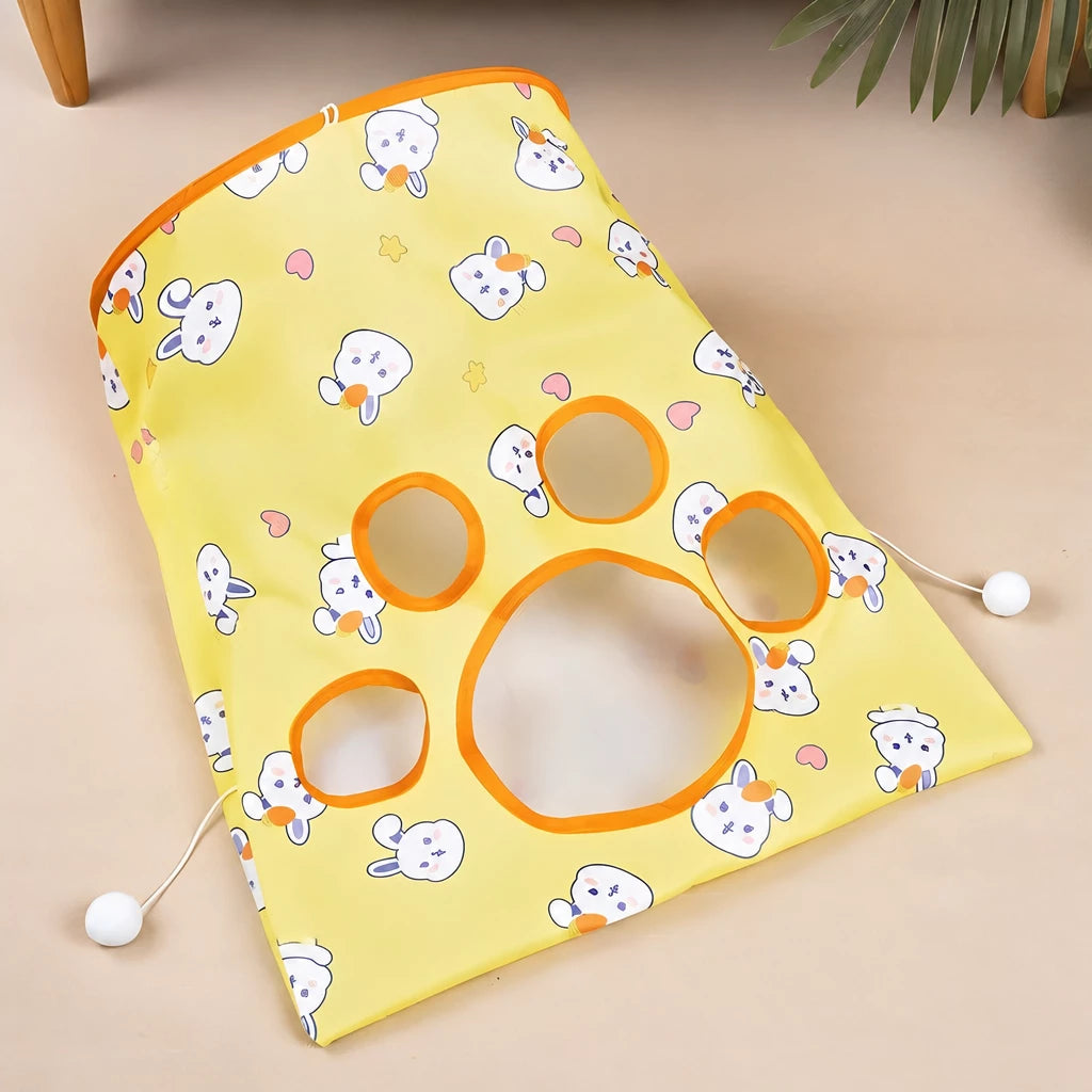 Collapsible Cat Tunnel Toy with Crinkle Paper