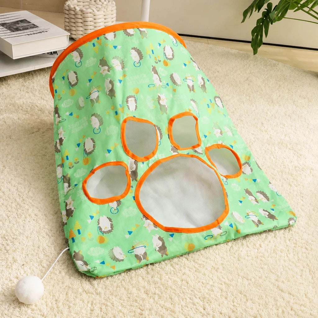 Collapsible Cat Tunnel Toy with Crinkle Paper
