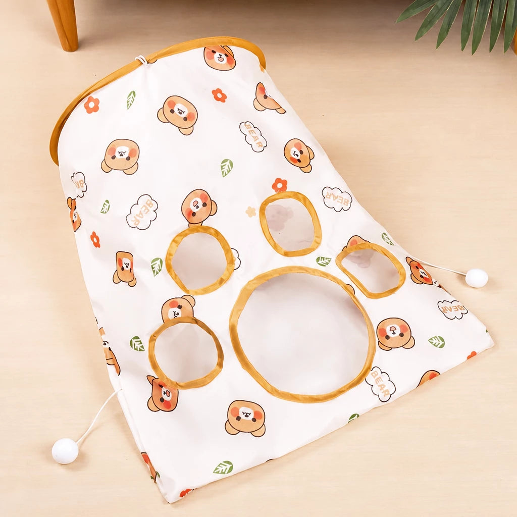 Collapsible Cat Tunnel Toy with Crinkle Paper