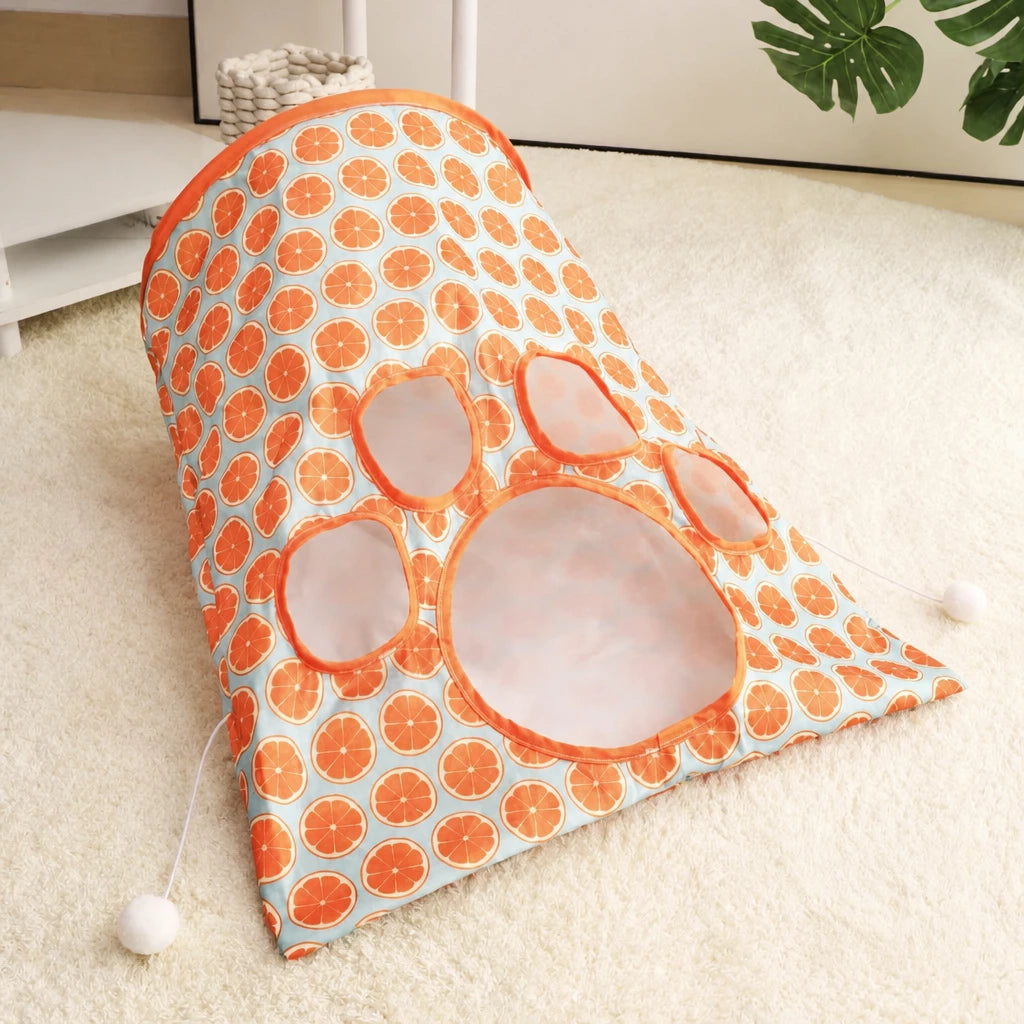 Collapsible Cat Tunnel Toy with Crinkle Paper