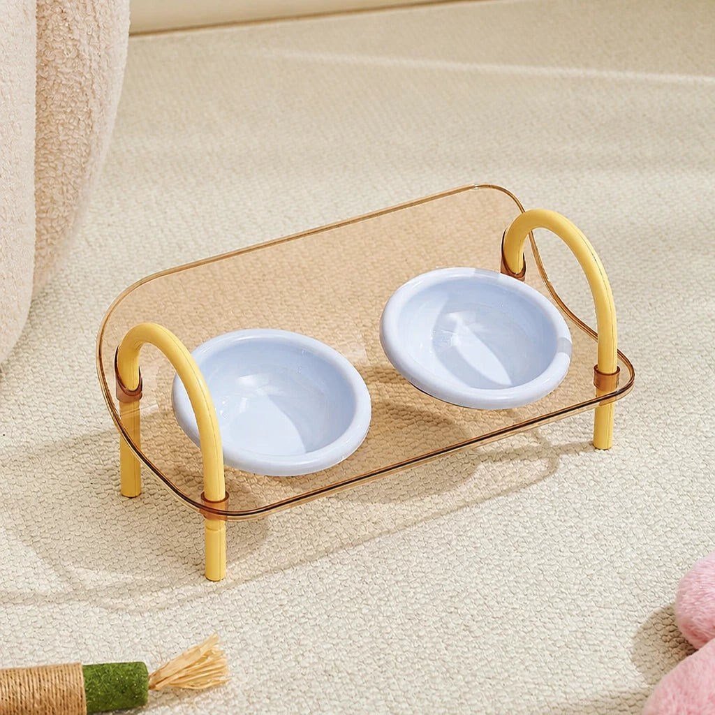 Ceramic Double-Bowl Slow Feeder Set for Pets