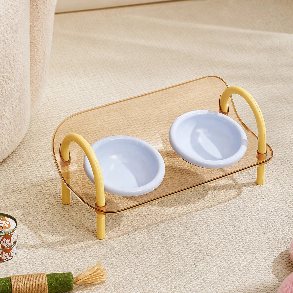Ceramic Double-Bowl Slow Feeder Set for Pets