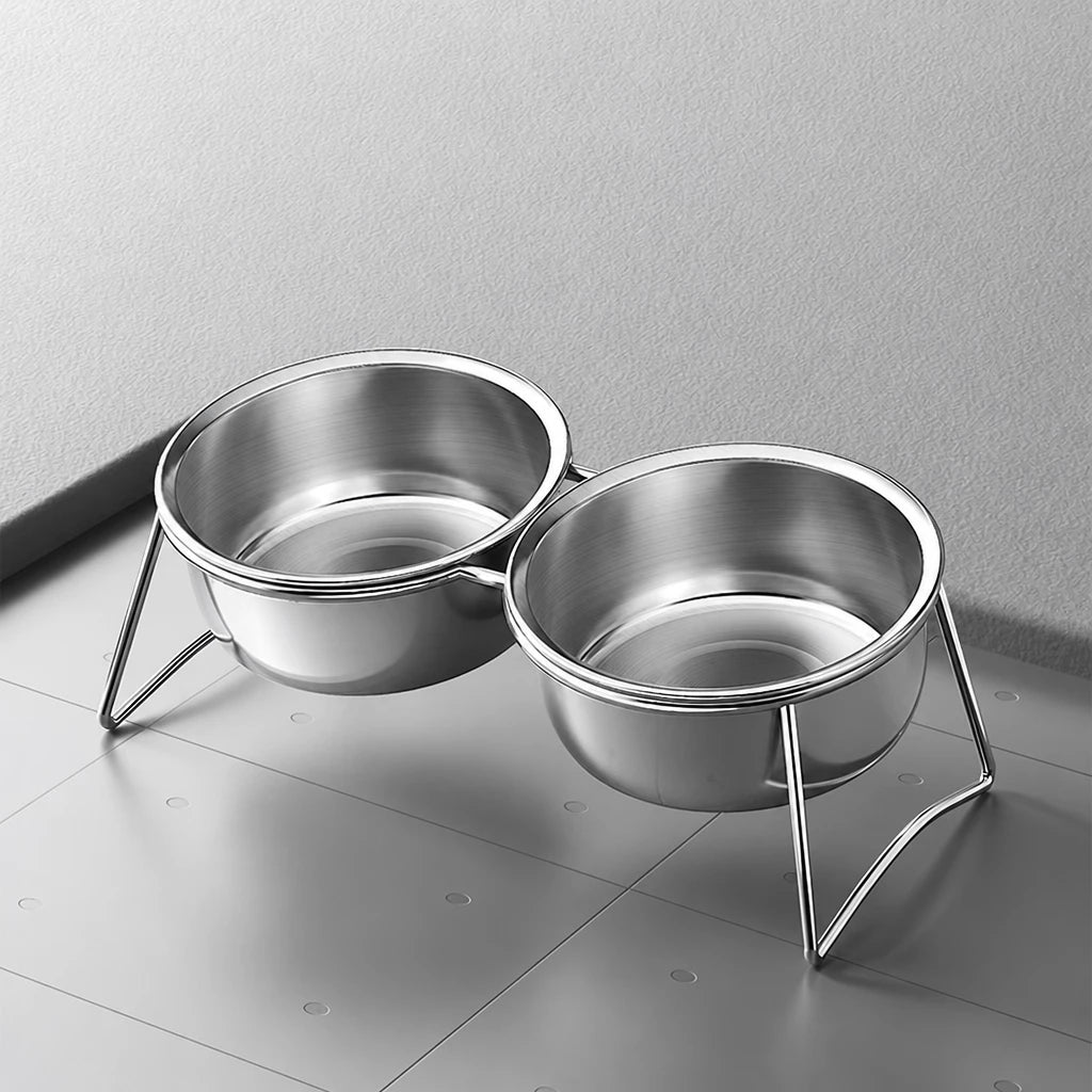 Elevated Stainless Steel Pet Bowl Stand for Dogs & Cats