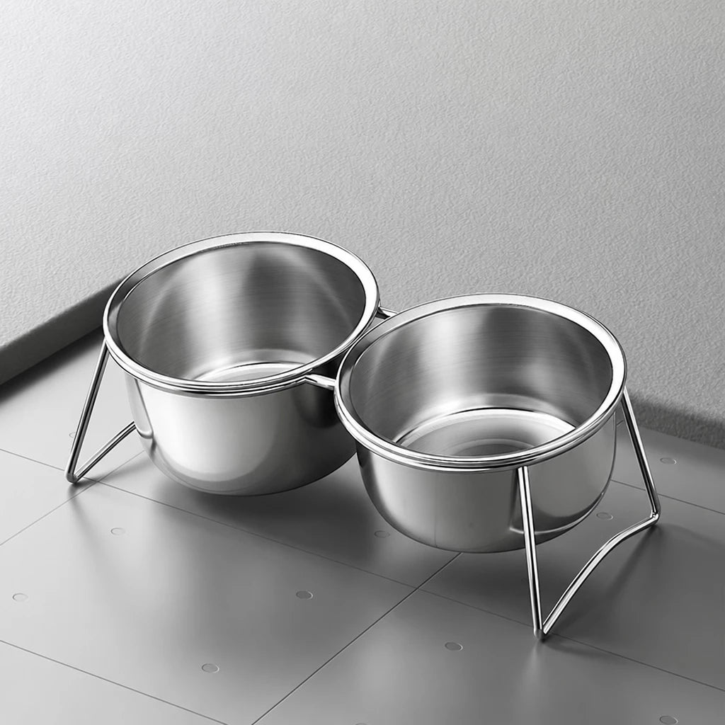Elevated Stainless Steel Pet Bowl Stand for Dogs & Cats