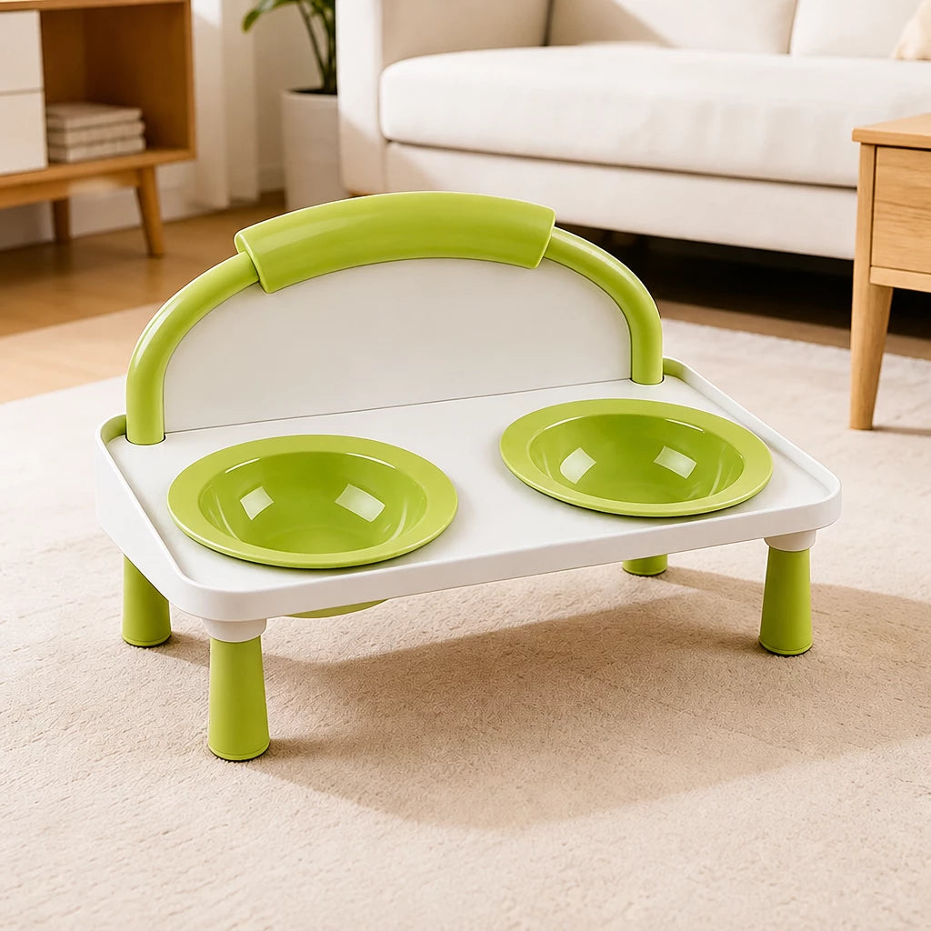 Elevated Ceramic Double Bowl Set for Cats & Dogs