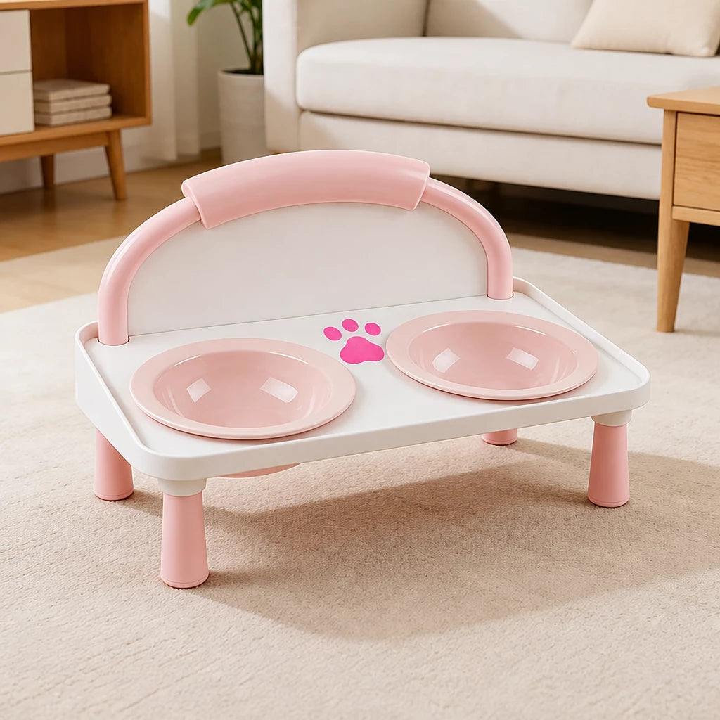 Elevated Ceramic Double Bowl Set for Cats & Dogs